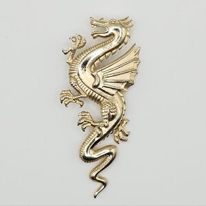 Vintage JJ Dragon Gold Tone Brooch Pin Signed 1986